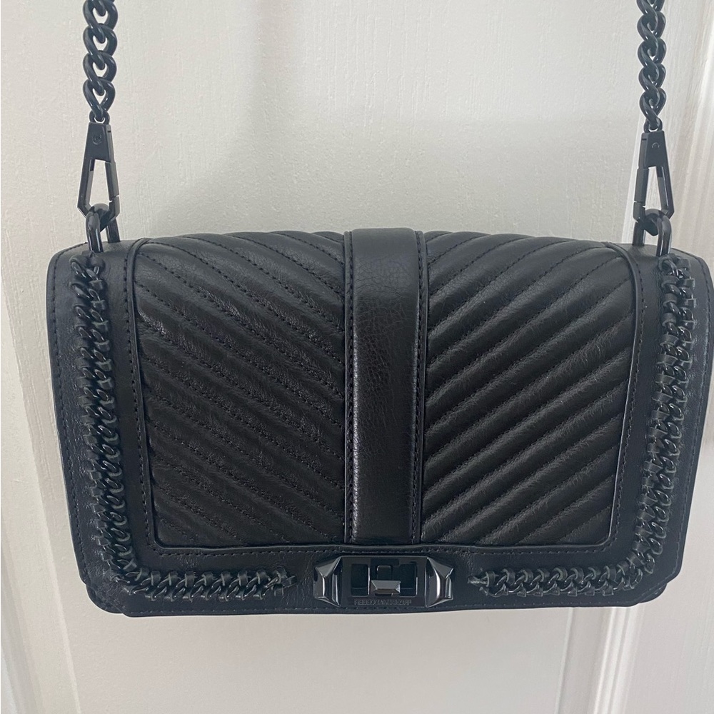 Black Rebecca Minkoff leather crossbody with black hardware